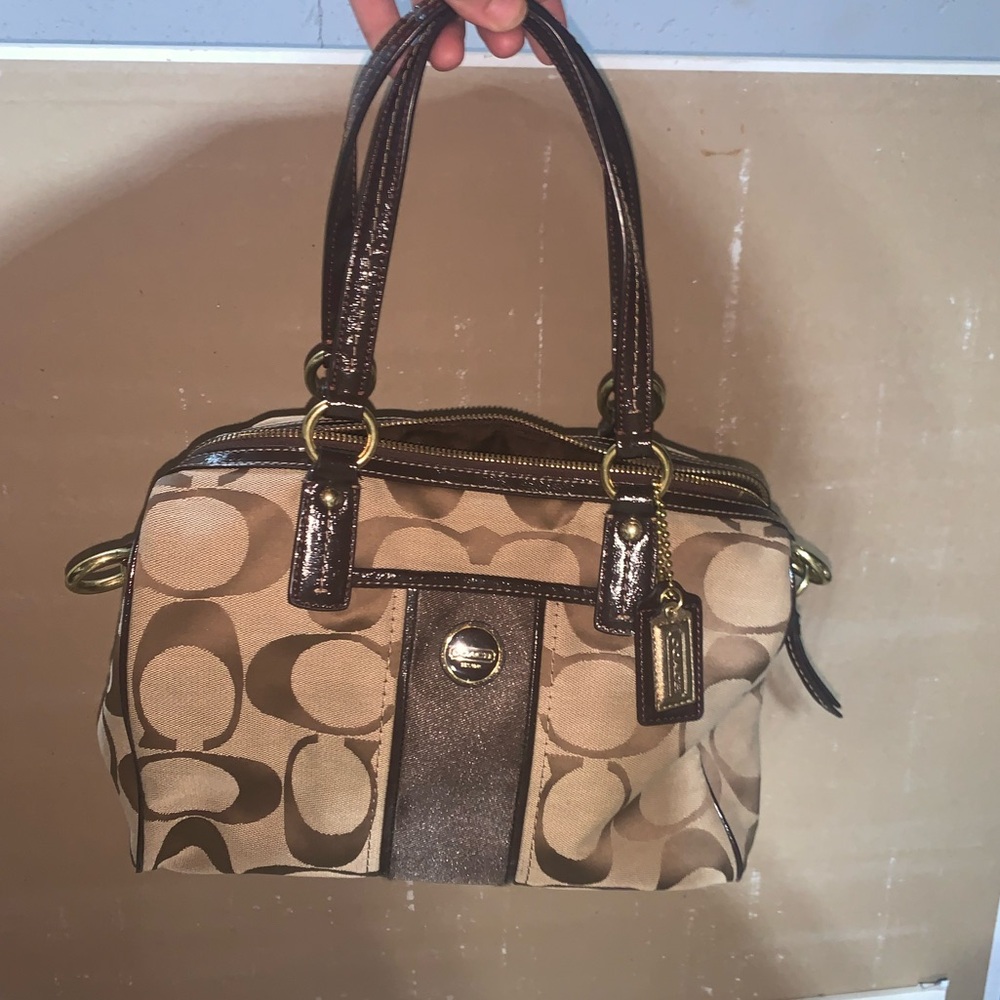 Coach Beige and Dark Brown Satchel